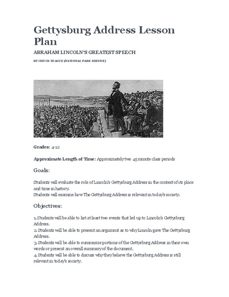 Gettysburg Address Lesson Plan