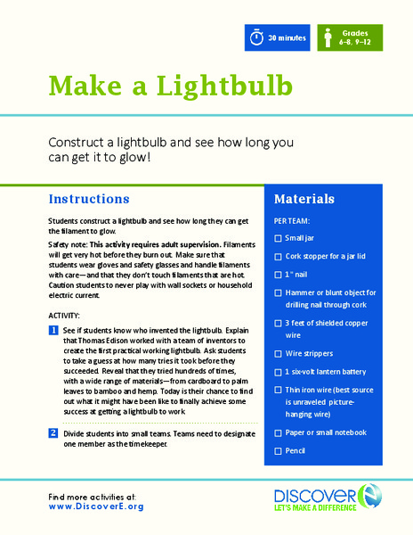 Make a Light Bulb Activity
