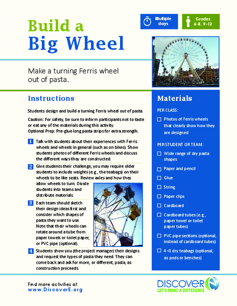 Build a Big Wheel Activity