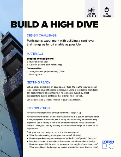 Build a High Dive Activity
