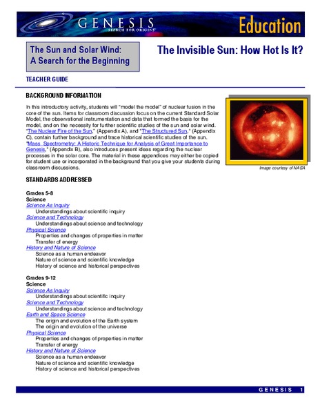 The Invisible Sun: How Hot Is It? Lesson Plan