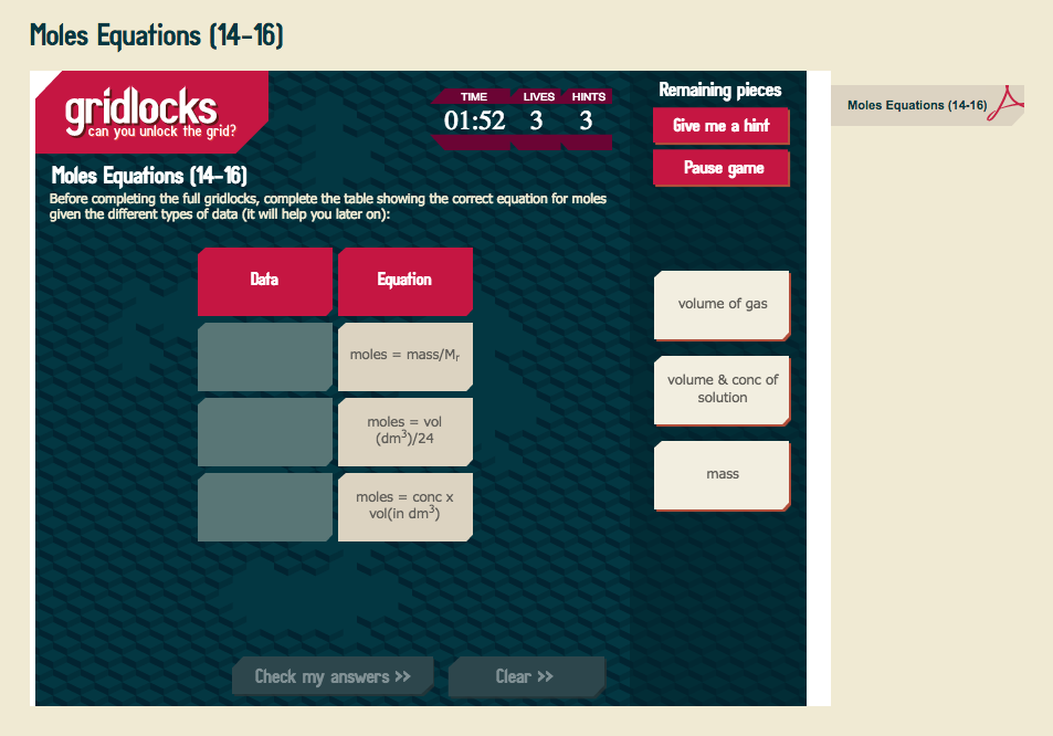 Moles Equations (14-16) Interactive