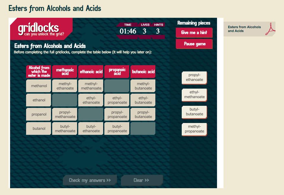 Esters from Alcohols and Acids Interactive