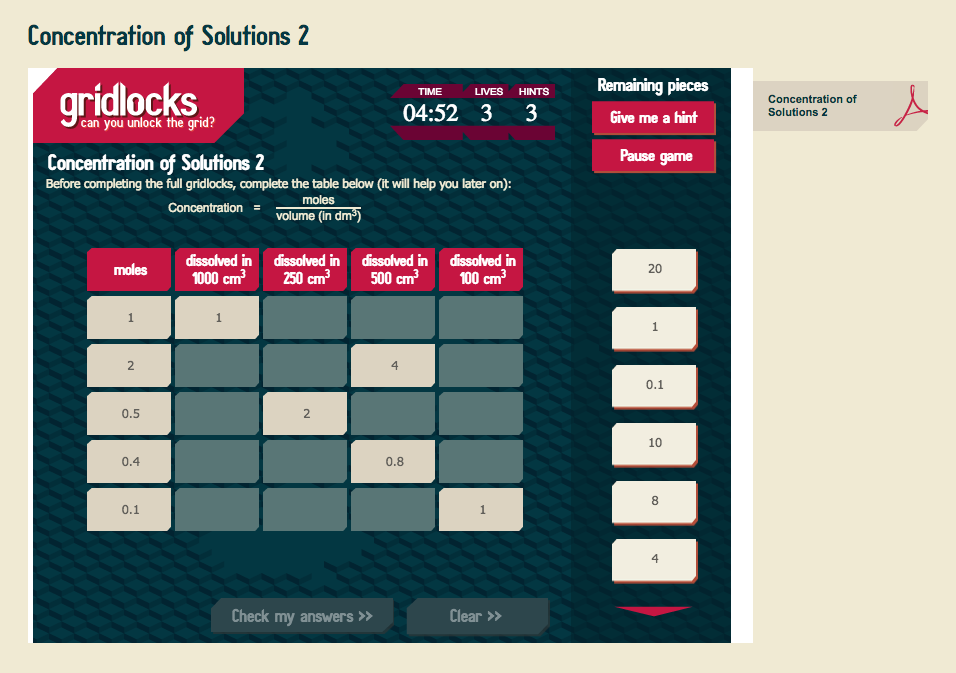 Concentration of Solutions 2 Interactive