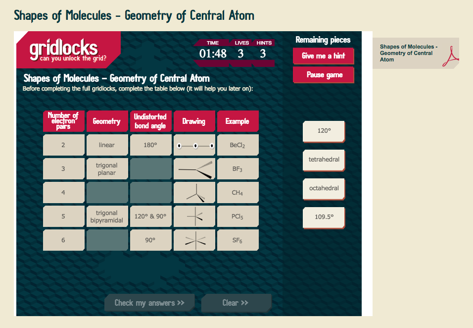 Shapes of Molecules—Geometry of Central Atom Interactive