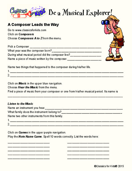 A Composer Leads the Way Worksheet
