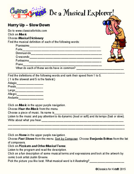 Hurry Up – Slow Down Worksheet