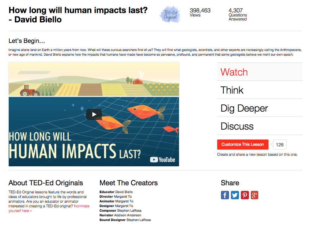 How Long Will Human Impacts Last? Instructional Video