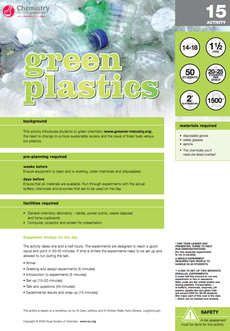 Green Plastics—Chemistry Outreach Lab Resource