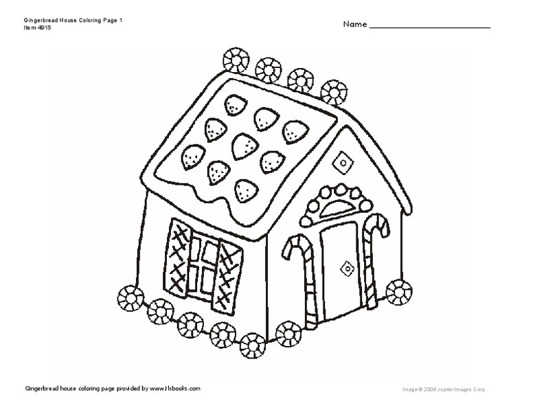 Gingerbread House Coloring Page Worksheet
