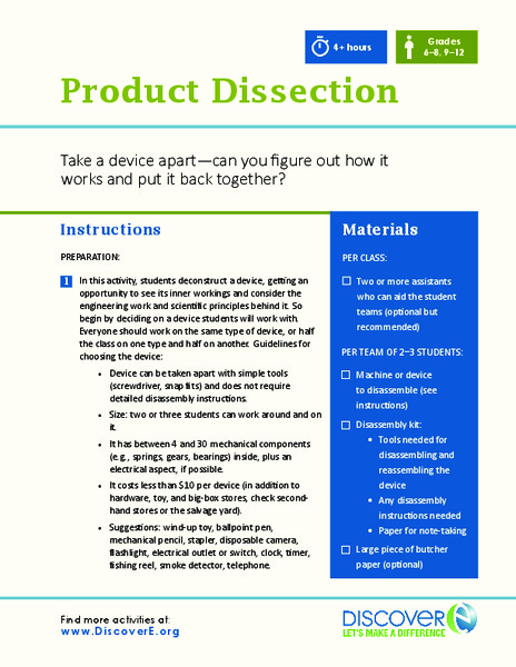 Product Dissection Lesson Plan