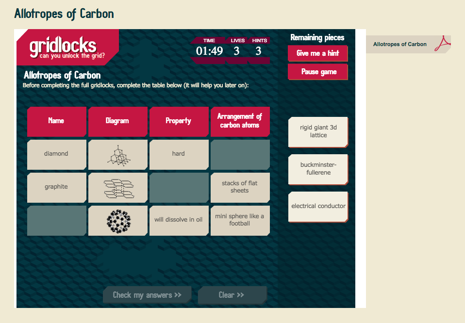 Allotropes of Carbon Interactive
