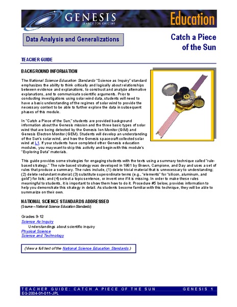 Catch a Piece of the Sun Lesson Plan