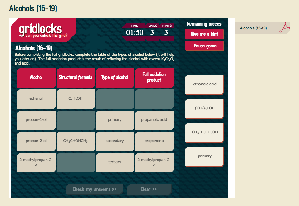 Alcohols (16-19) Interactive