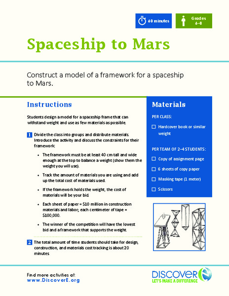 Spaceship to Mars Activity