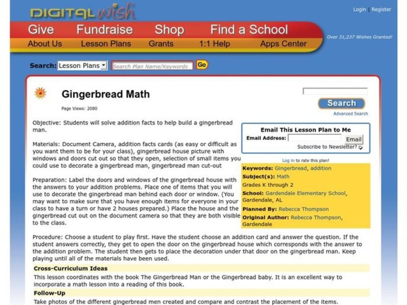 Gingerbread Math Lesson Plan
