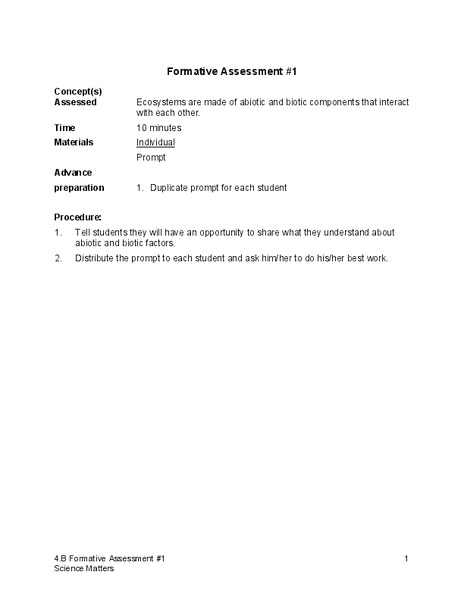 Formative Assessment #1 Assessment