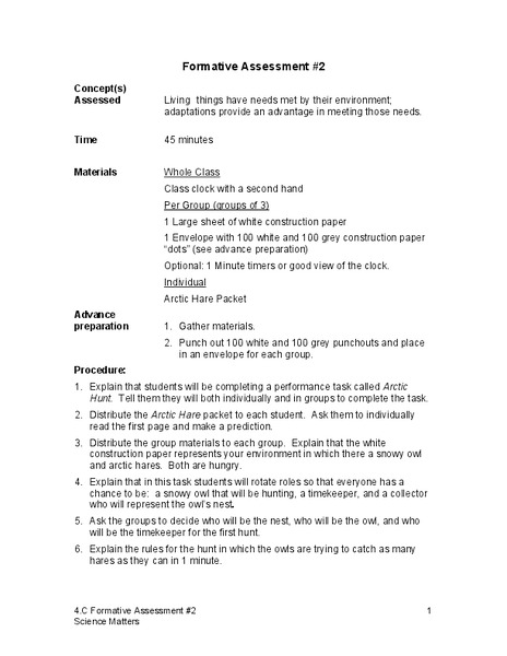 Formative Assessment #2 Activity