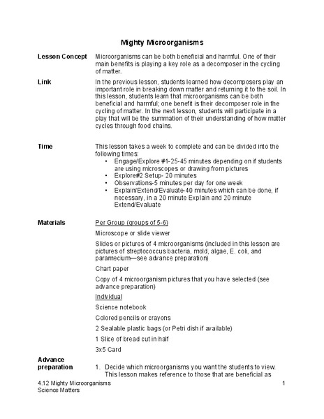 Mighty Microorganisms Lesson Plan