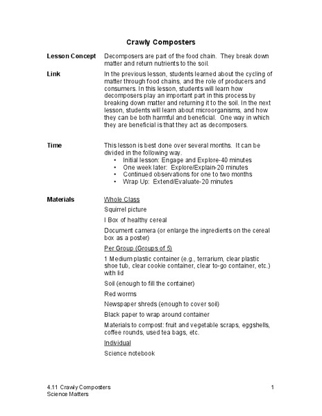 Crawly Composters Lesson Plan