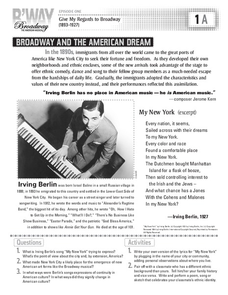 Broadway and The American Dream Activity