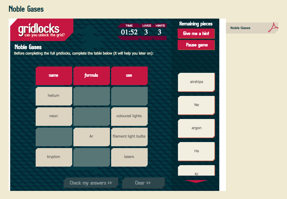 Noble Gases Interactive
