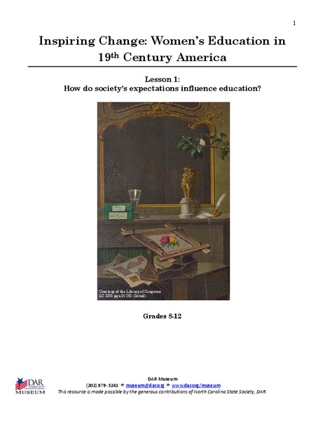 Lesson 1: How Do Society’s Expectations Influence Education? Lesson Plan