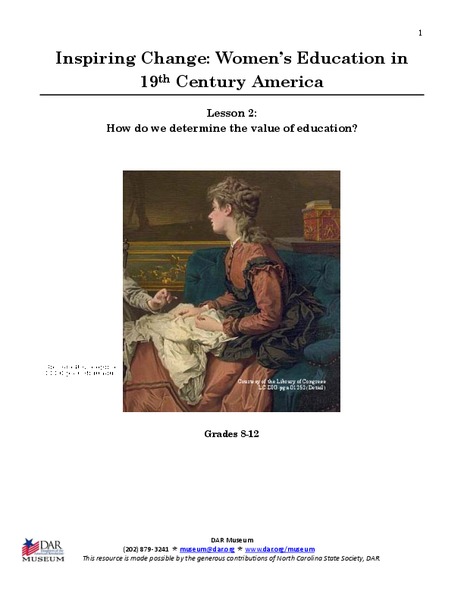Lesson 2: How Do We Determine the Value of Education? Lesson Plan