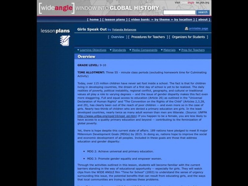 Girls Speak Out Lesson Plan