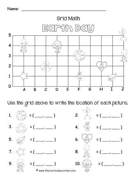 Earth Day Grid Math Worksheet