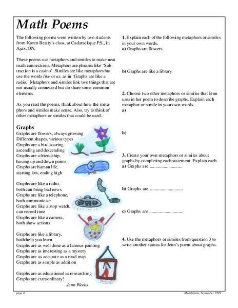 Math Poems Worksheet
