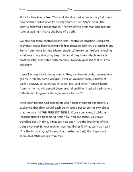 Scent-Inspired Composition Writing