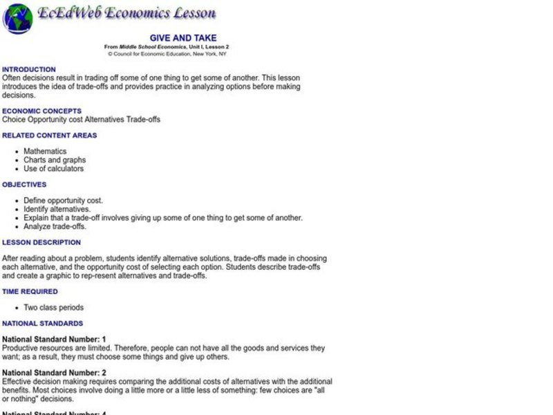 Give and Take Lesson Plan