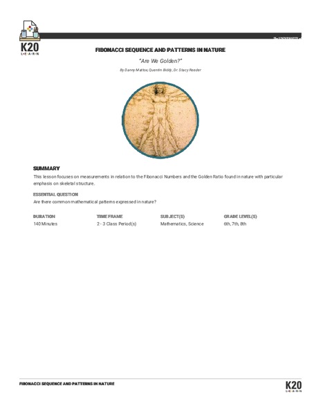 Are We Golden? Lesson Plan