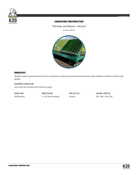 Microbes and Manure = Biofuel Lesson Plan