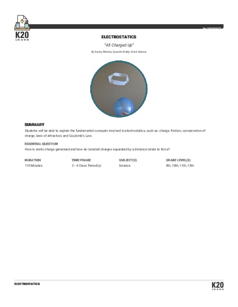 All Charged Up Lesson Plan