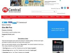 Give Me Five Lesson Plan