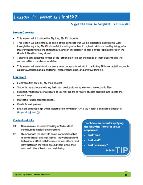 What is Health? Lesson Plan