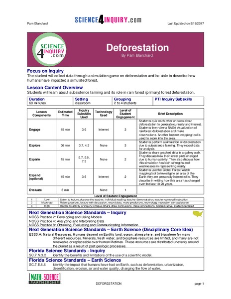 Deforestation Lesson Plan