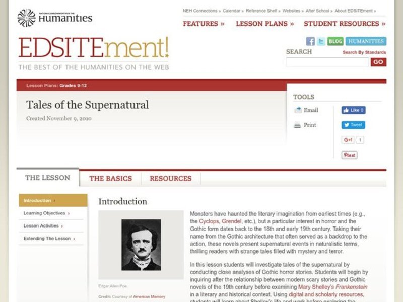 Tales of the Supernatural Lesson Plan