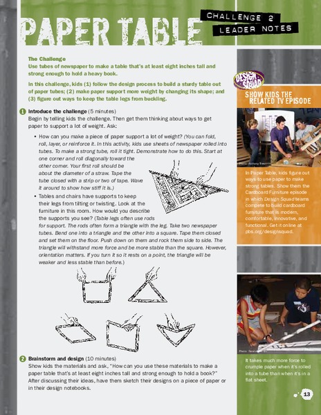 Paper Table Activity