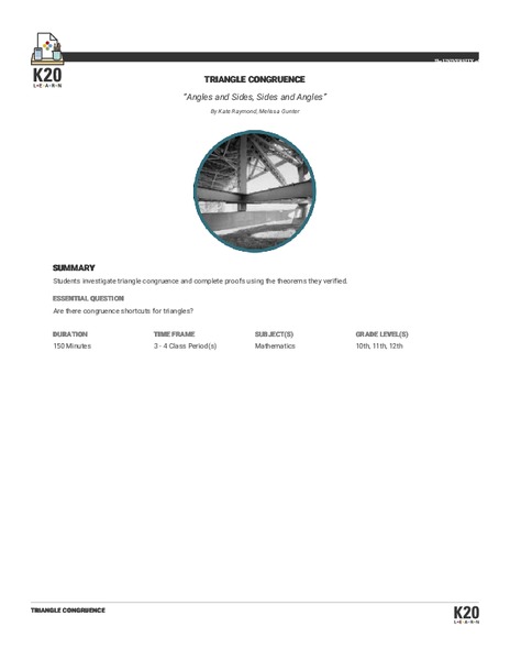 Angles and Sides, Sides and Angles Lesson Plan