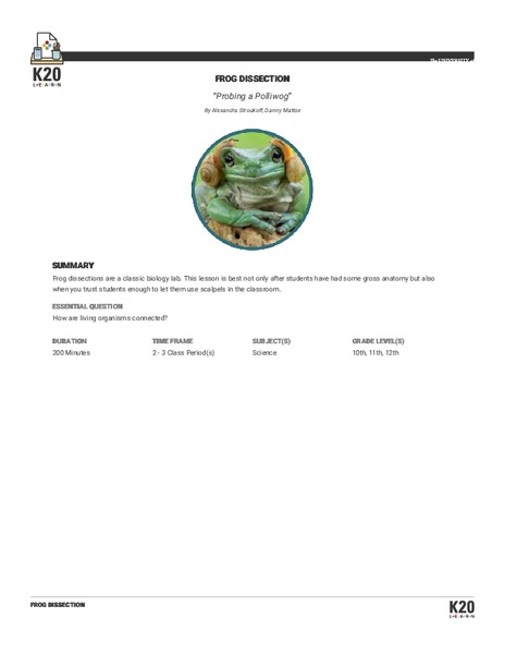 Probing a Polliwog Lesson Plan