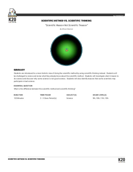 Scientific Reason Not Scientific Treason Lesson Plan