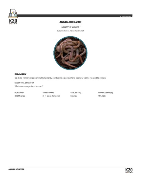 Squirmin' Worms Lesson Plan