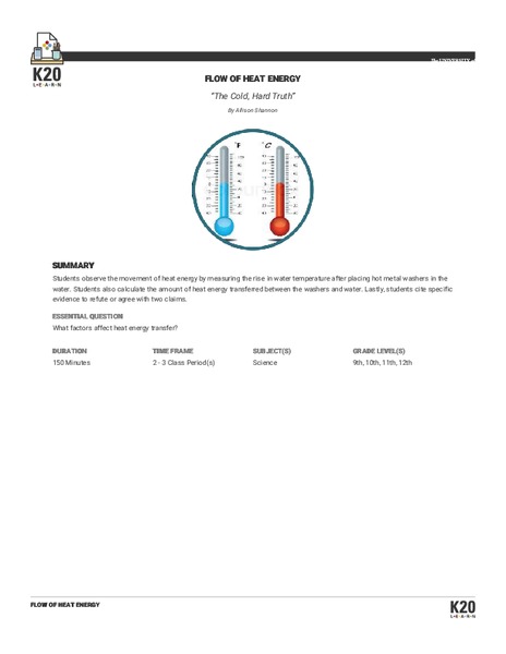 The Cold, Hard Truth Lesson Plan