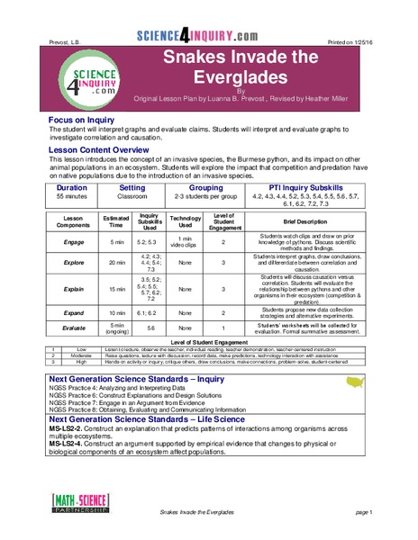 Snakes in the Everglades Lesson Plan