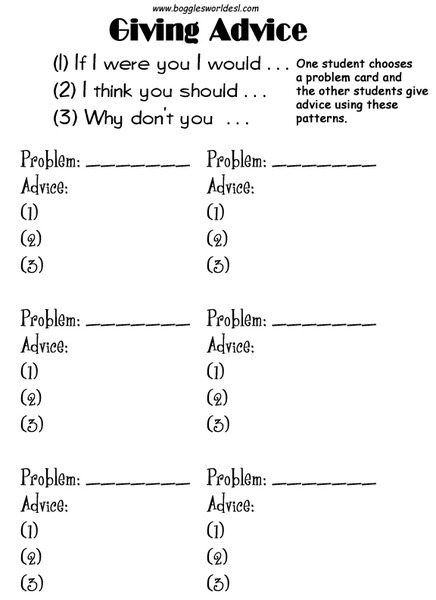 Giving Advice Worksheet
