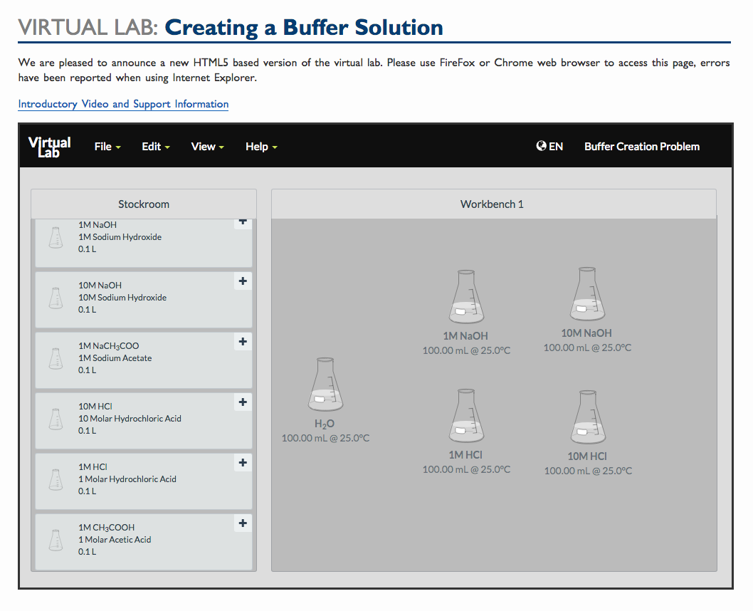 Virtual Lab: Creating a Buffer Solution Interactive