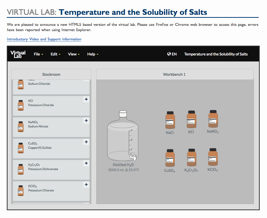 Virtual Lab: Temperature and the Solubility of Salts Interactive